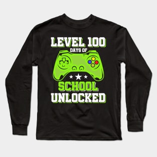 Level 100 Days Of School Unlocked Gamer Video Games Boys Long Sleeve T-Shirt